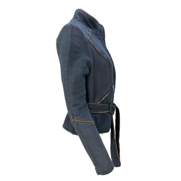 Free People Double Cloth Twill Wrap Jacket In Navy Sz XS - Picture 4 of 13